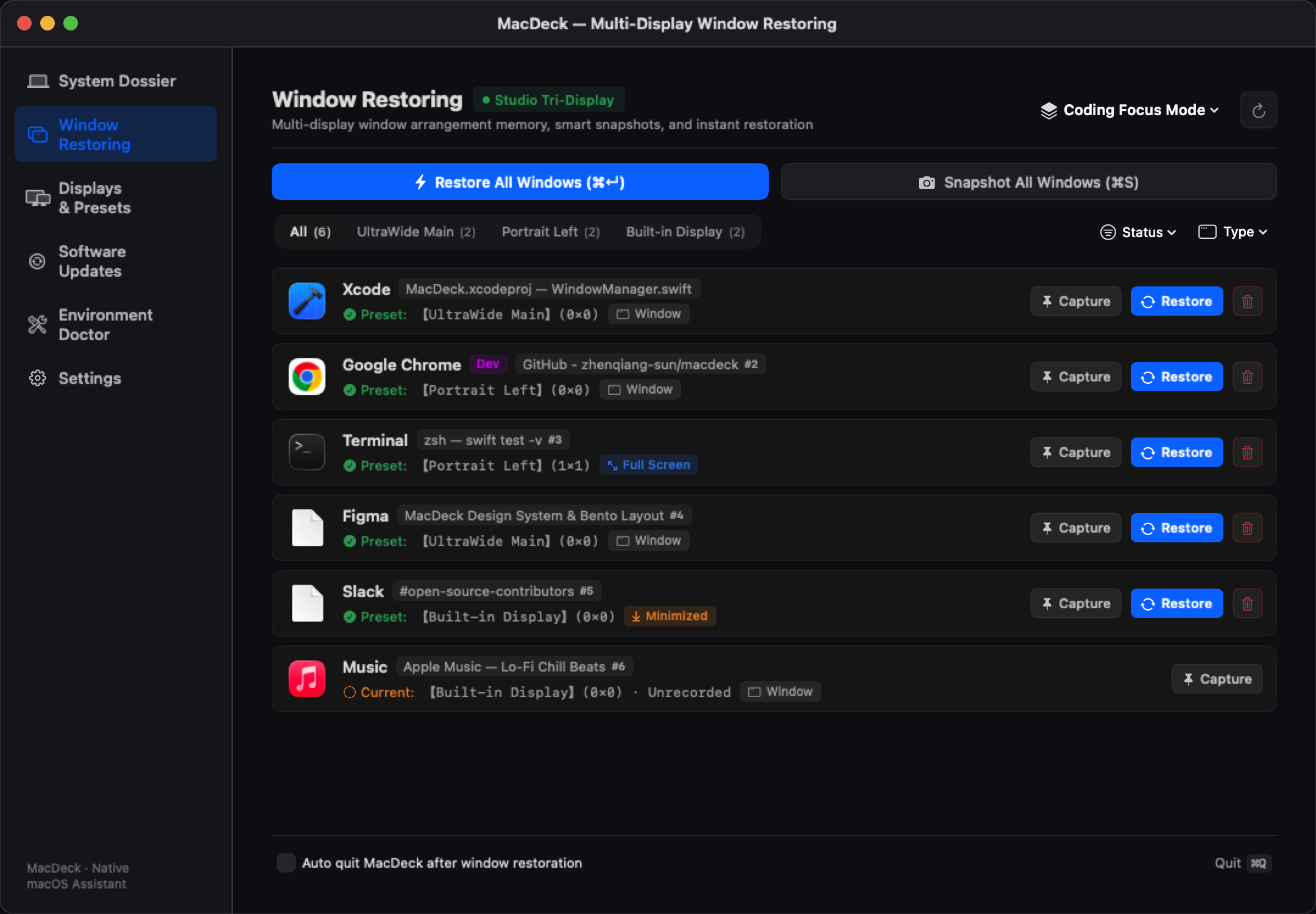 MacDeck App Interface Preview